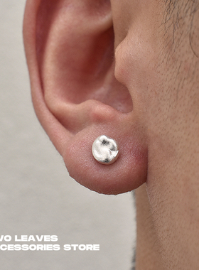 TWO LEAVES S925纯银极简素耳钉男女款潮轻奢养耳不规则简约耳饰