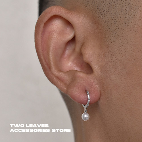 TWOLEAVESS925银满钻珍珠耳环