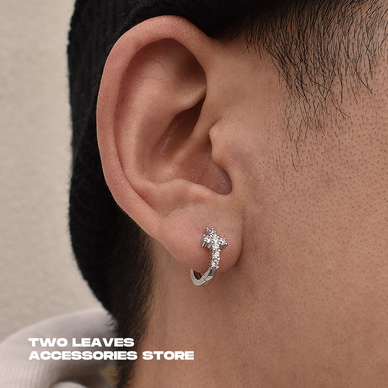 TWOLEAVES欧美纯银十字架耳环