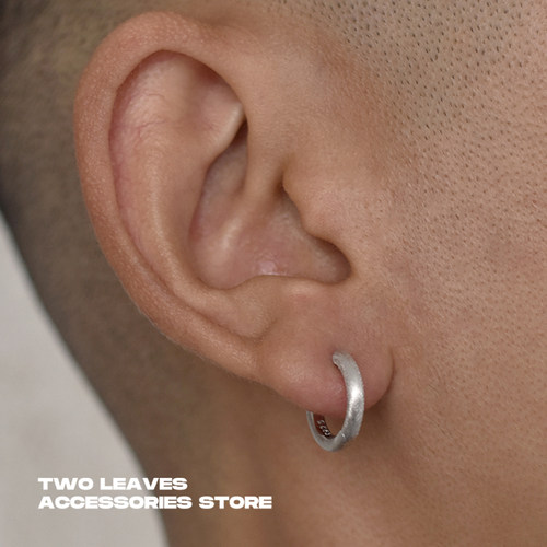 TWOLEAVES925纯银实心拉丝耳环