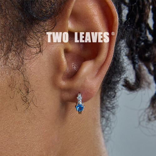 TWOLEAVESS925纯银蓝钻耳环