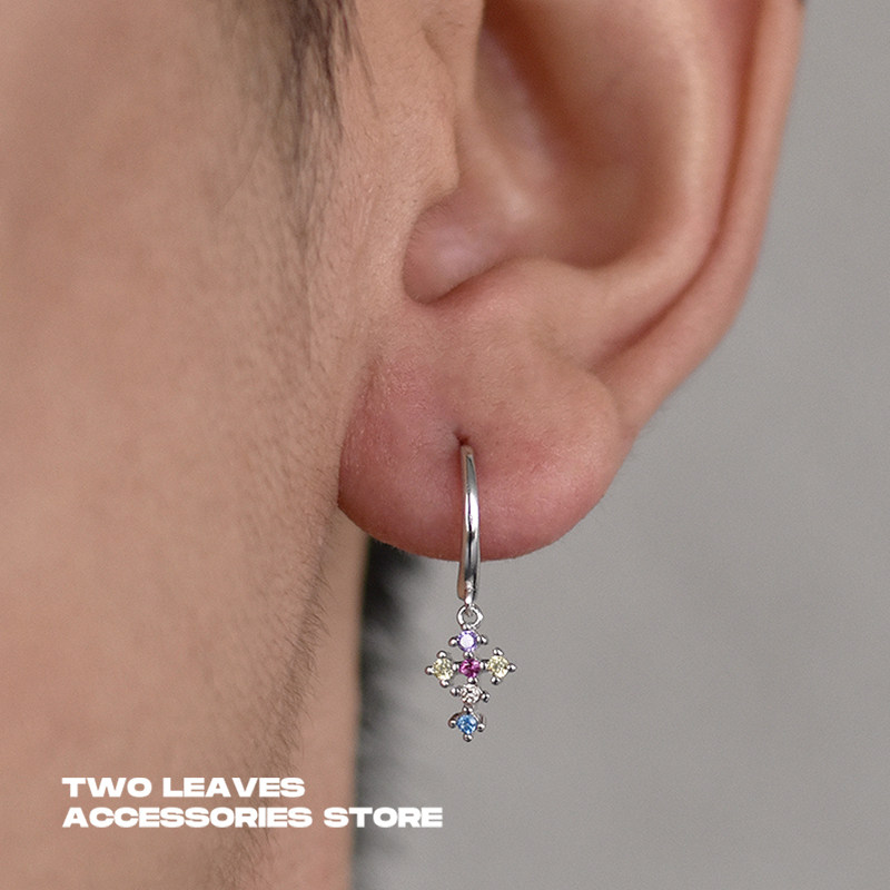 TWOLEAVES925银彩色锆石十字架