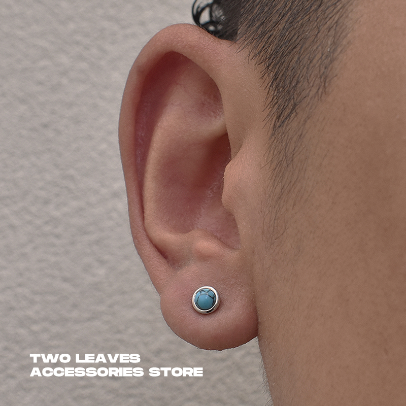 TWOLEAVES纯银男女蓝松石耳钉