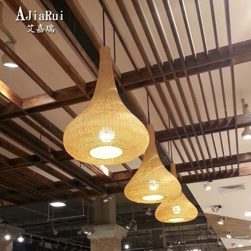 中式禅意茶室吊灯藤编饭店餐厅火锅店灯具收银台灯岛台灯侘寂风