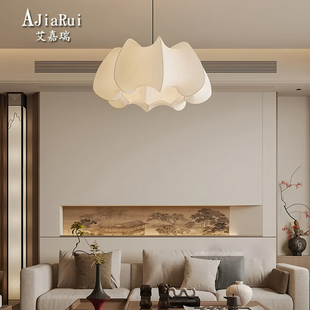 中古风客厅餐厅吊灯宋式美学中式吊灯布艺卧室民宿禅意复古蚕丝灯