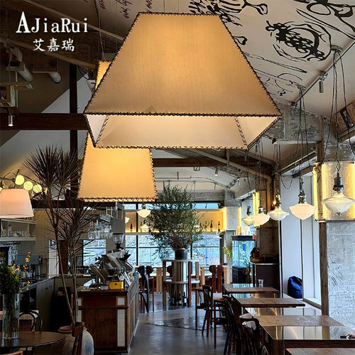 日式诧寂中古风餐厅吊灯方形简约复古餐饮饭店吧台餐桌氛围感灯具