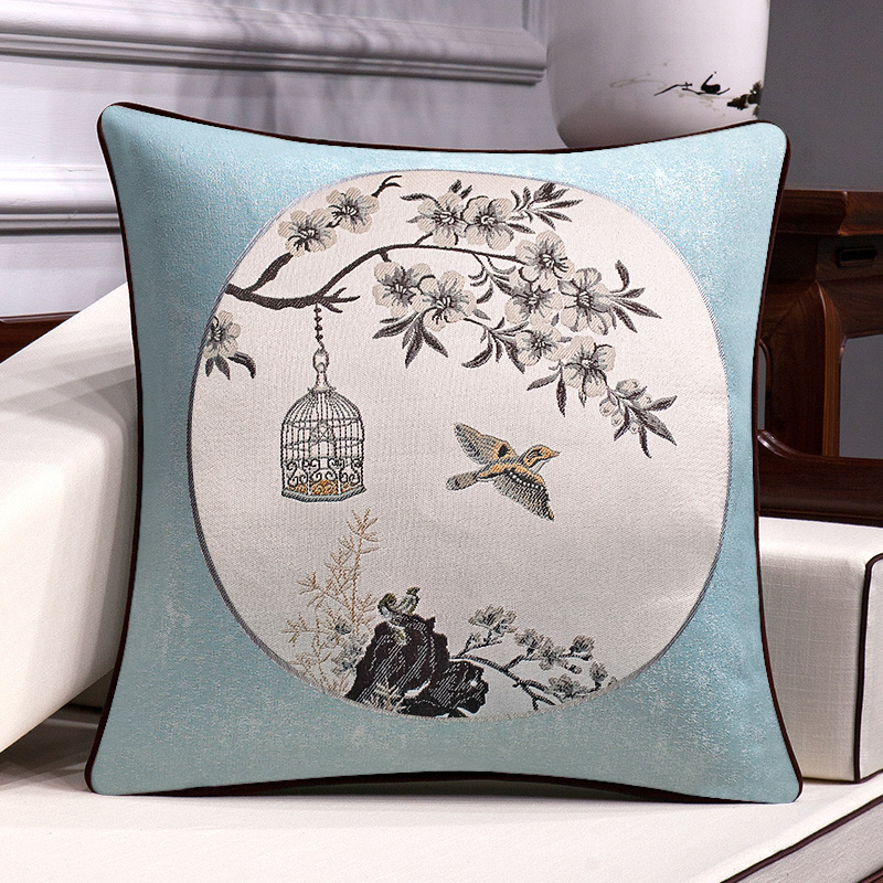 新中式抱枕中国风古典红木沙发靠垫客厅靠背糖果枕含芯腰枕套中式