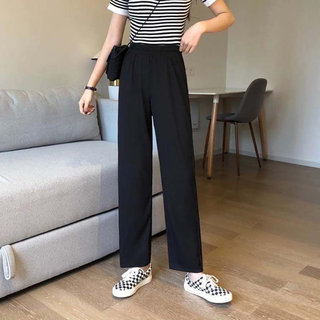 春夏新款直筒裤子女学生韩版宽松显瘦西装裤高腰九分休闲裤阔腿裤