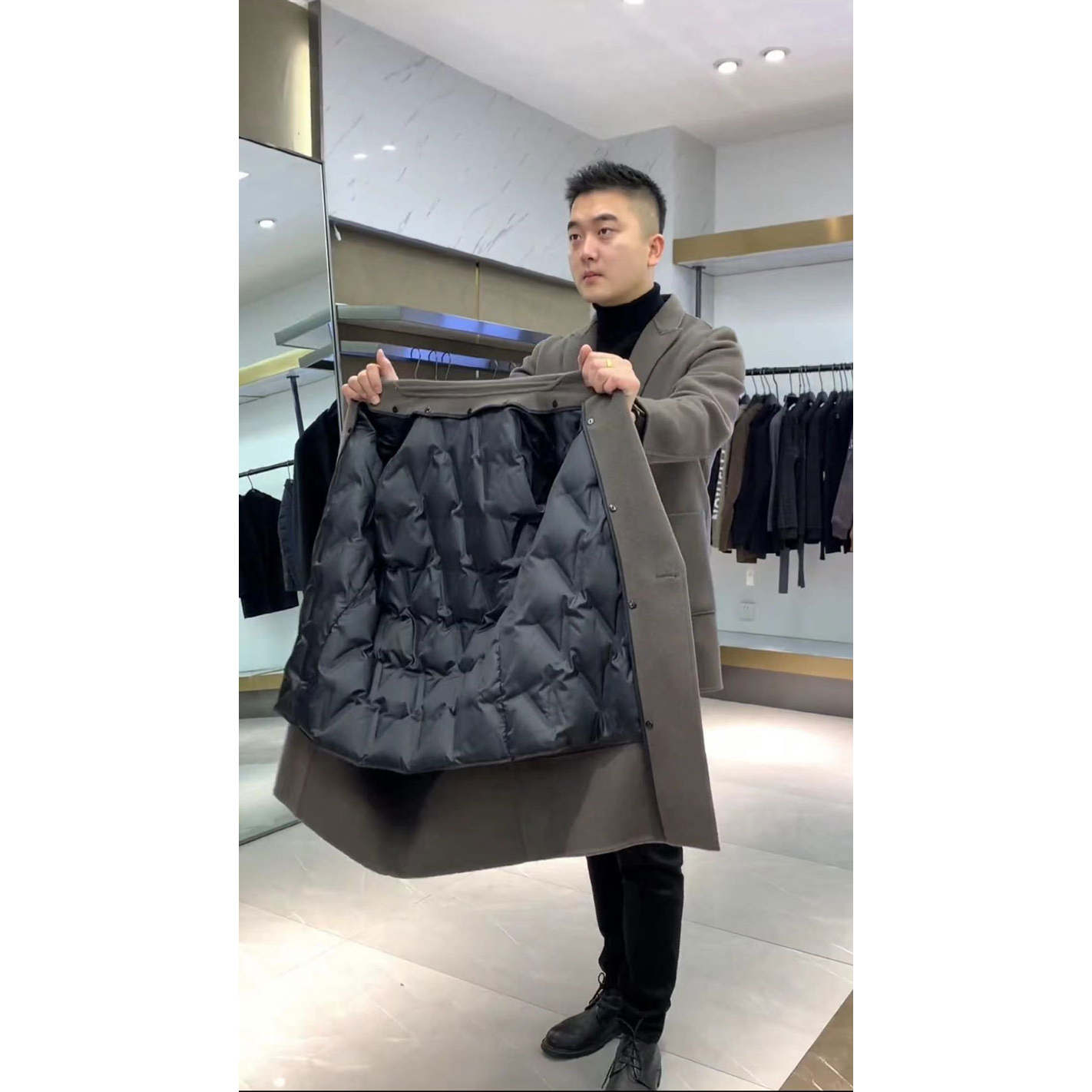 中长双面羊毛秋冬羊毛风衣外套