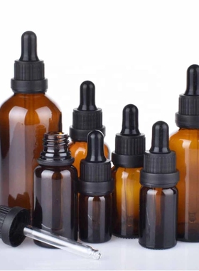 茶色玻璃精油瓶棕精油空瓶电铝黑盖分装瓶YB滴管瓶1 2 3 5 100ml