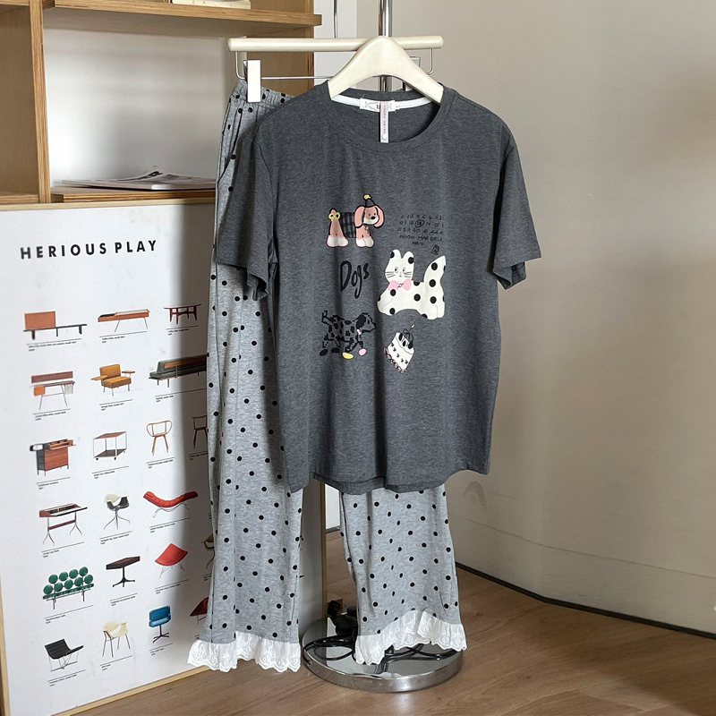 短袖长裤睡衣女款2025新款夏季纯棉薄款甜美休闲家居服套装可外穿