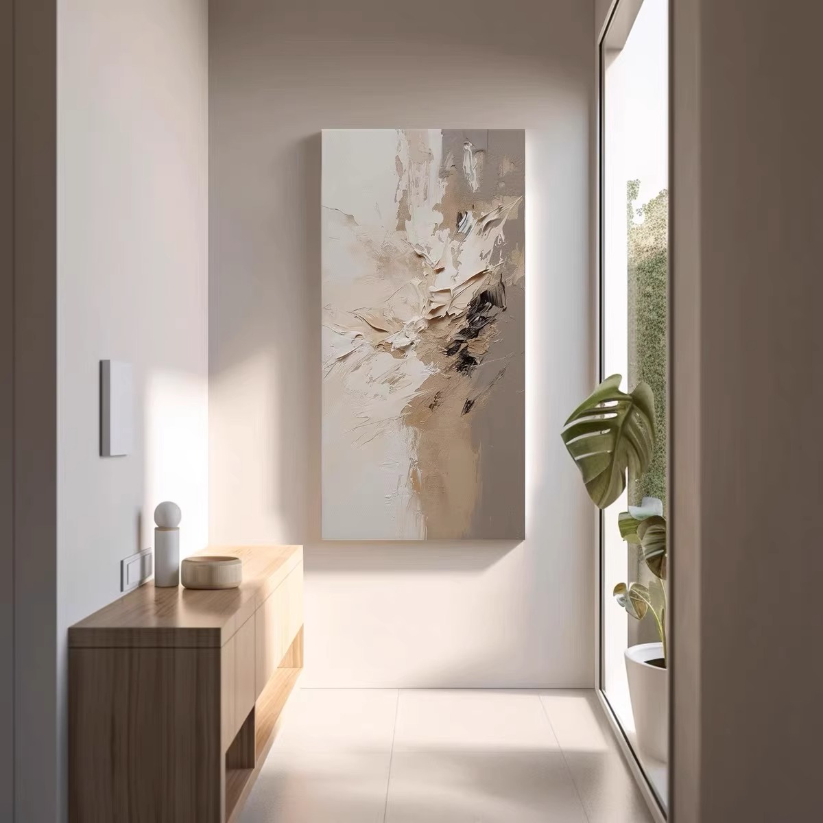 手绘油画极简抽象立体客厅装饰画侘寂风轻奢玄关走廊楼梯艺术挂画图片