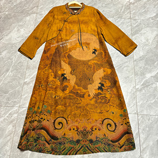 闲置转让特价非遗真丝冠乐皱香云纱小立领A版连衣裙百搭文艺复古