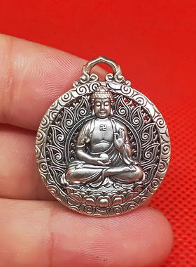 宝宝小孩子镂空虚空藏属马本命佛生肖纯银吊坠守护神足银项链男女