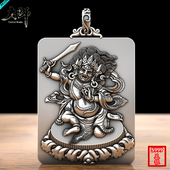 纯银不动尊本命佛吊坠菩萨属鸡大黑天财神项链泰银银牌男霸气项链