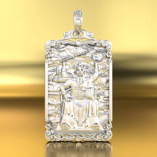 实心加厚 999纯银火神祝融吊坠 足银项链 好运观音菩萨银牌刻心经