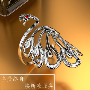 孔雀戒指时尚潮流凤凰戒指尾戒女士开口花戒夏季日韩流行银饰品