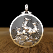 三羊开泰吊坠 本命佛生肖羊未羊项链 999足银十二生肖吊坠男女