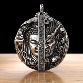 一念佛魔足银吊坠本命佛纯银项链男霸气银牌守护神守护神银链男女