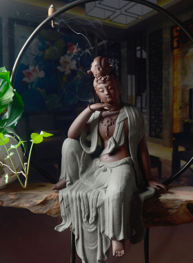 水月自在观音新中式风德化陶瓷