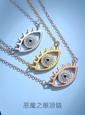 S925纯银天使之翼项链女轻奢个性日韩风设计感镶钻小翅膀锁骨链