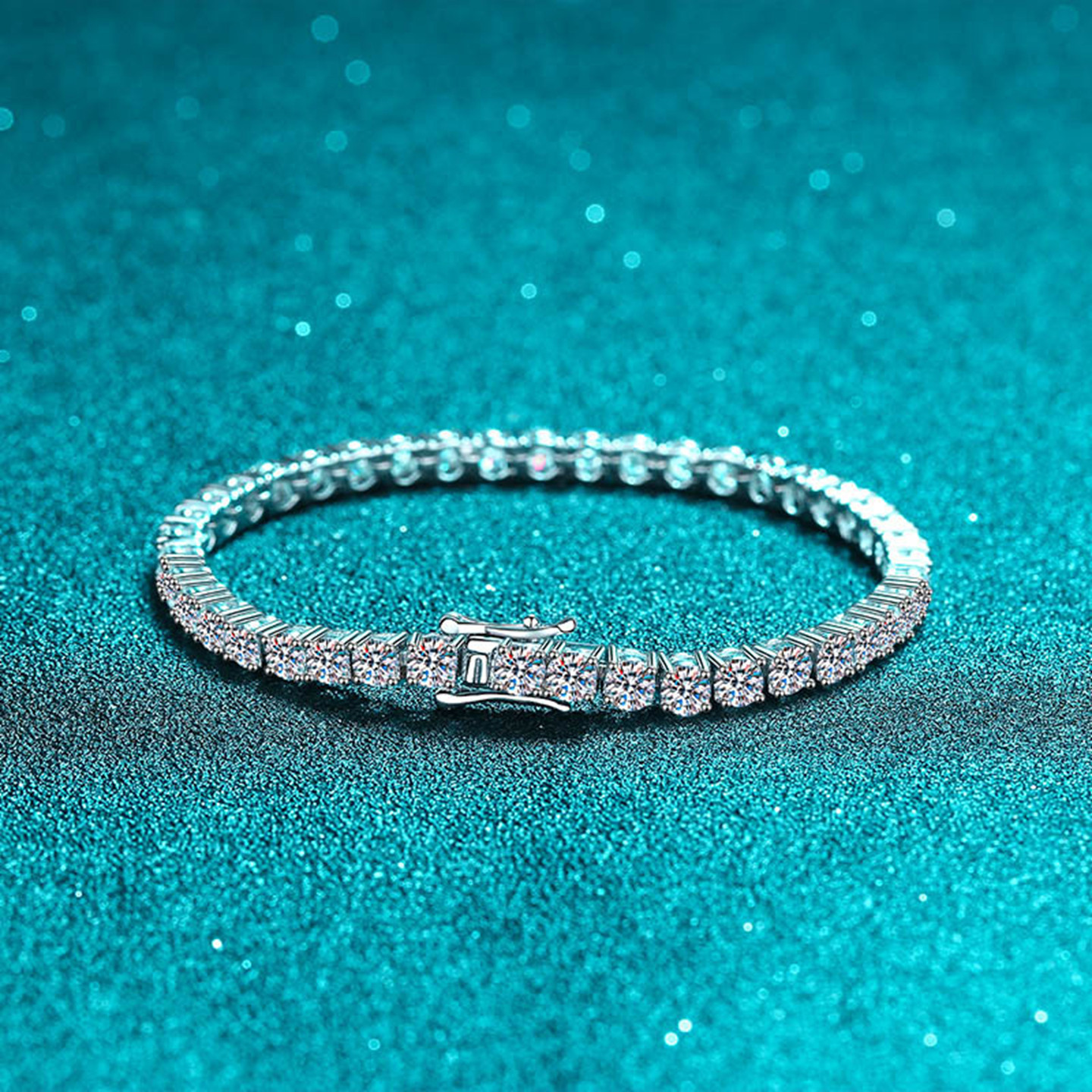 S925纯银满镶莫桑石手链女轻奢小众高级感排钻手链银饰品送女朋友