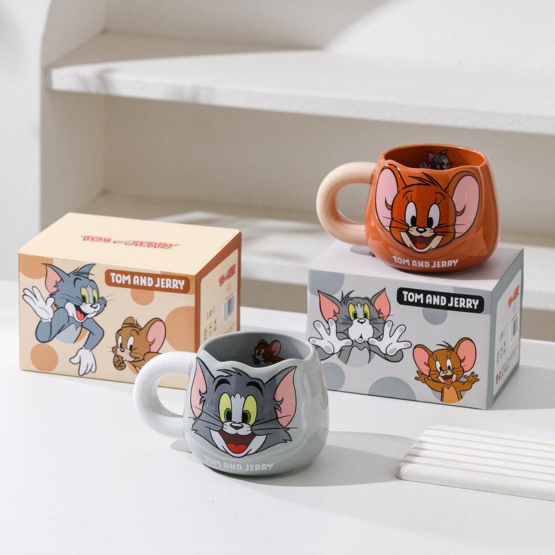 猫和老鼠陶瓷马克杯礼盒装女生可爱杯子宿舍家用情侣水杯生日礼物