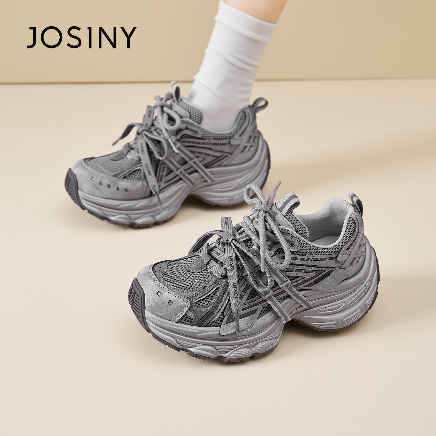 卓诗尼2026春季新款厚底老爹鞋时尚舒适显瘦运动鞋潮流百搭休闲鞋