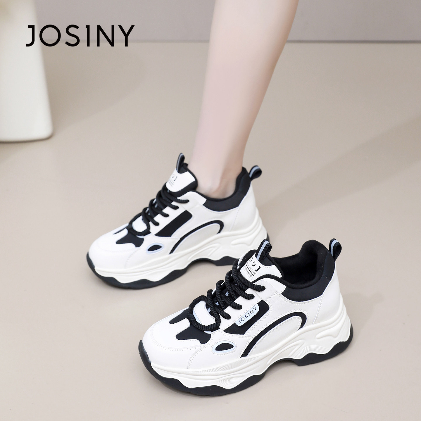 卓诗尼2026春季新款显瘦老爹鞋时尚舒适厚底运动鞋潮流百搭休闲鞋