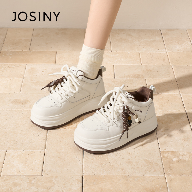 卓诗尼2025春季新款厚底小白鞋