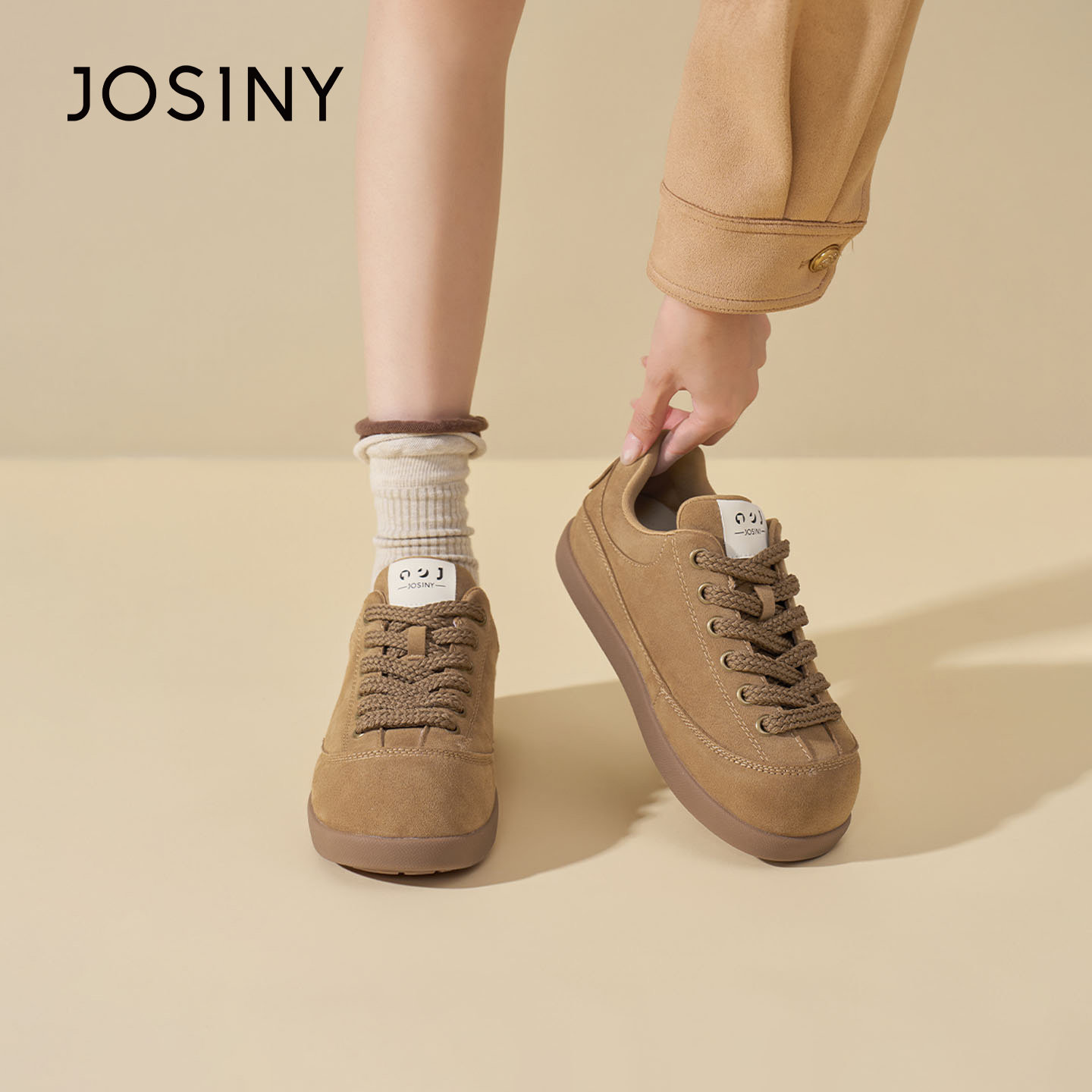 卓诗尼2025秋冬新款厚底运动鞋时尚舒适休闲鞋潮流百搭复古德训鞋