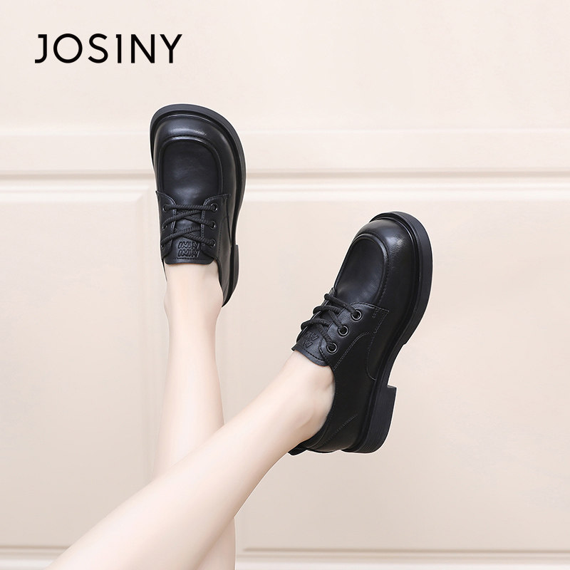 卓诗尼2025春季新款系带小皮鞋潮流百搭复古乐福鞋时尚舒适单鞋女,女鞋,乐福鞋（豆豆鞋）,淘宝优惠券,粉丝福利购,淘宝优惠卷