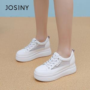 卓诗尼2026春季新款厚底运动鞋时尚百搭网面透气小白鞋女休闲板鞋