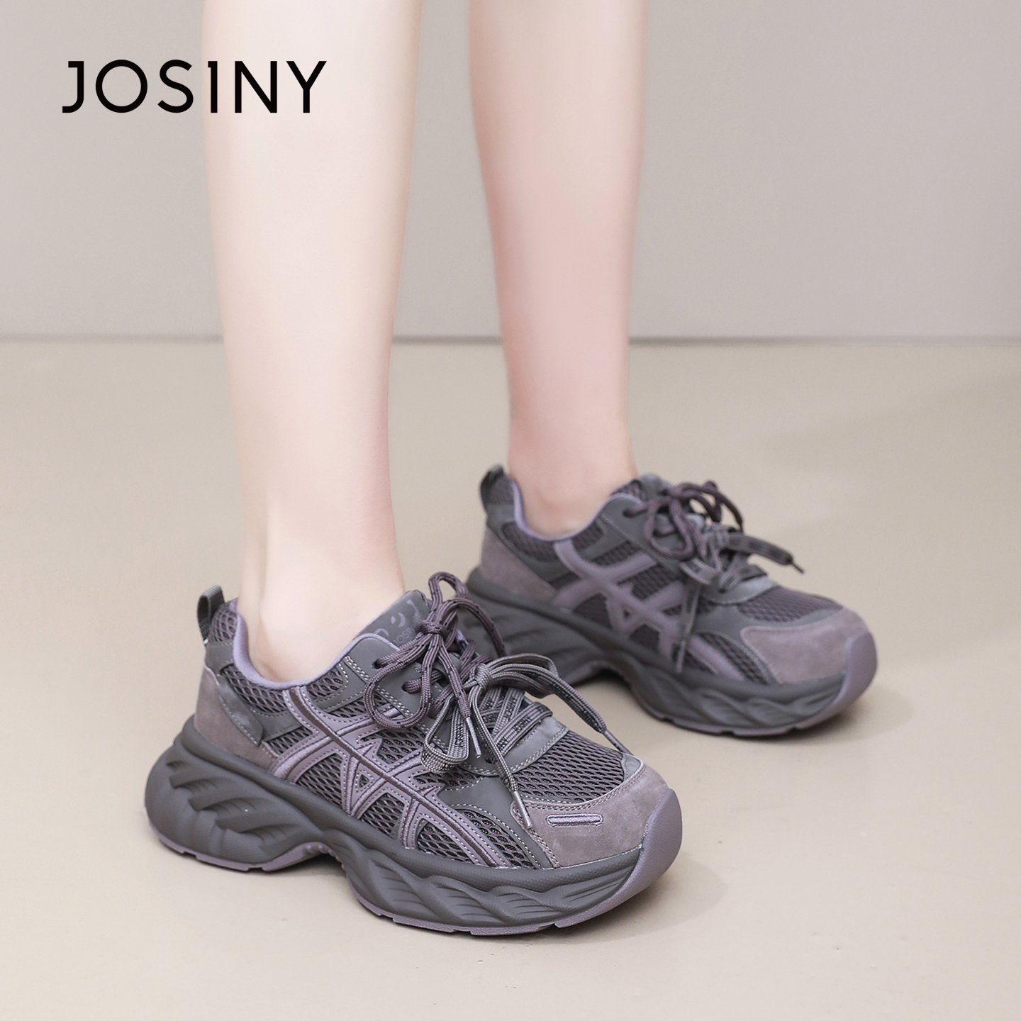 卓诗尼2025秋冬新款厚底老爹鞋时尚舒适显瘦休闲鞋潮流百搭运动鞋