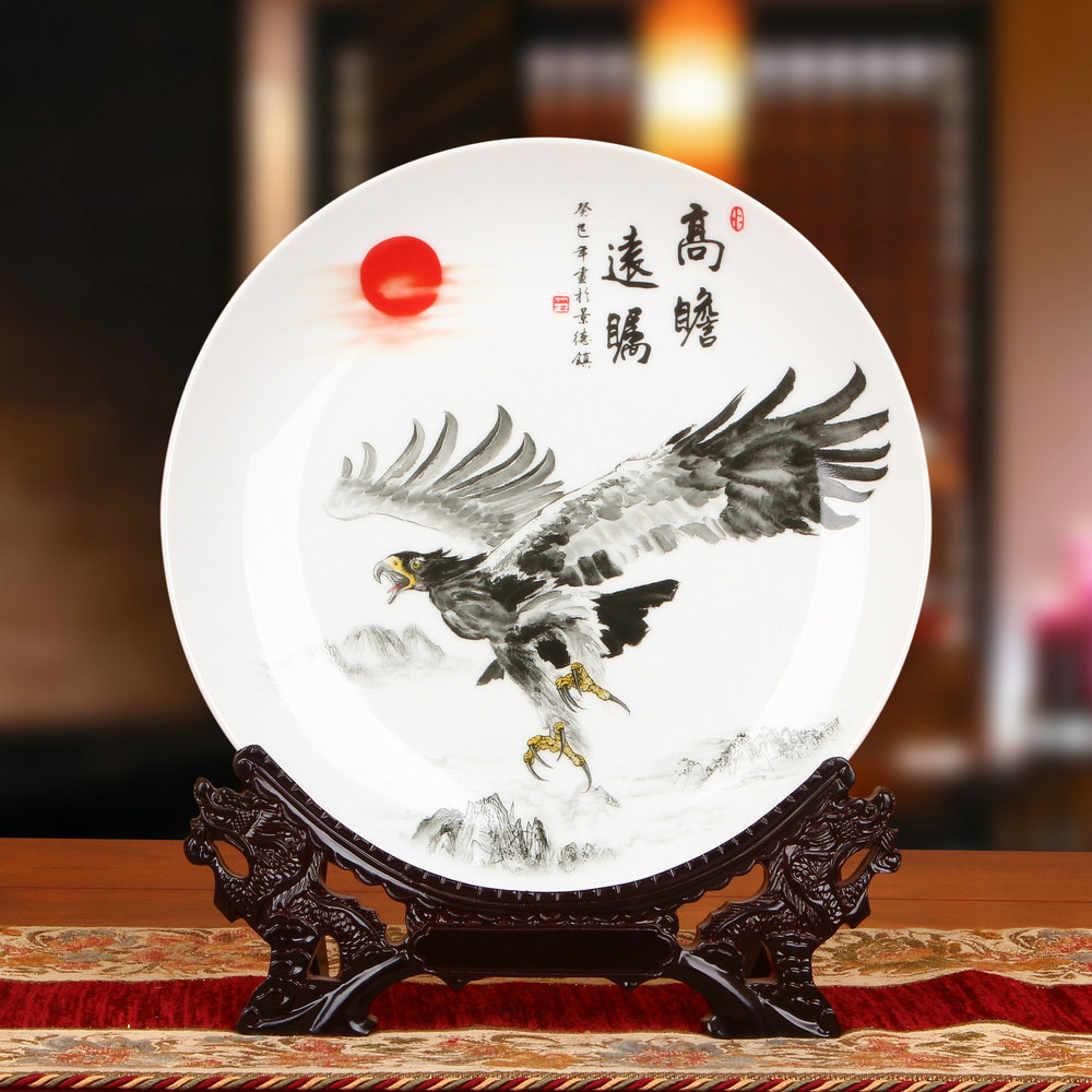 JINGDEZHEN 도자기 파스텔 DAPENG 확산 날개 앉아 접시 꽃 접시 교수형 접시 리더십 사무실 연구 장식