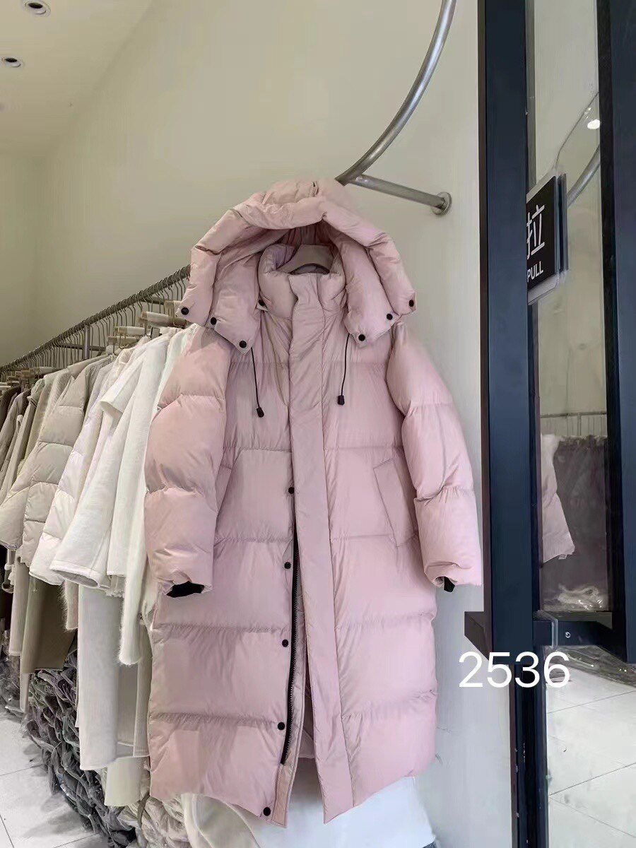 剧漫2536欧货大棉被连帽加长款羽绒服冬季女装保暖白鸭绒大衣网红