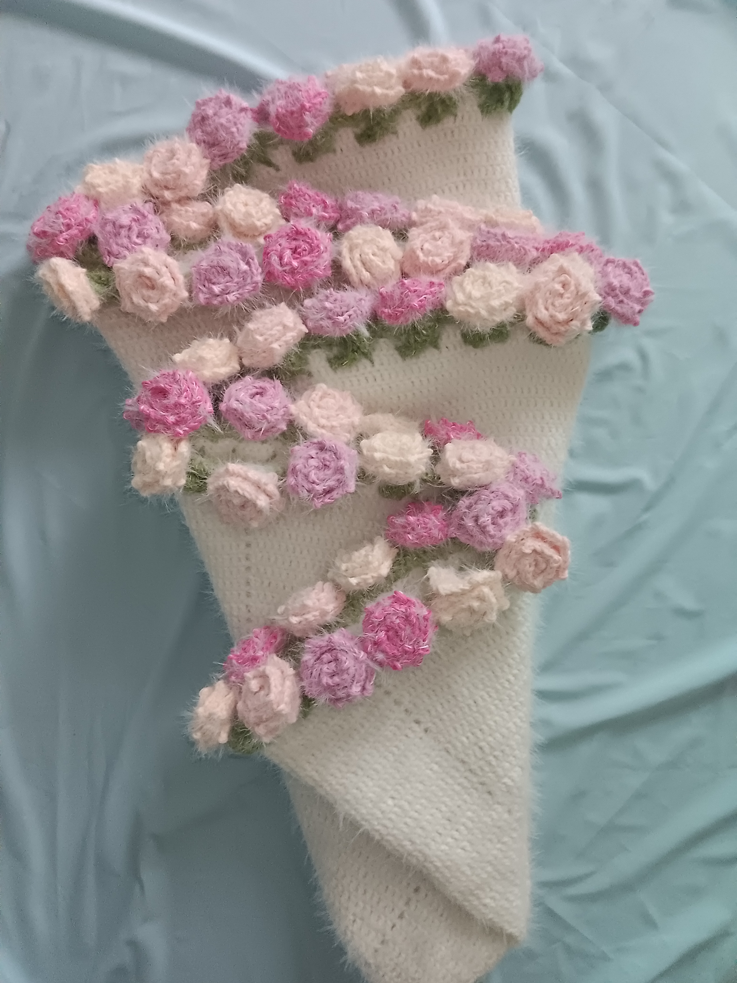 纯手工钩织玫瑰花束毯子感兴趣点ldquo我想要rdquo私