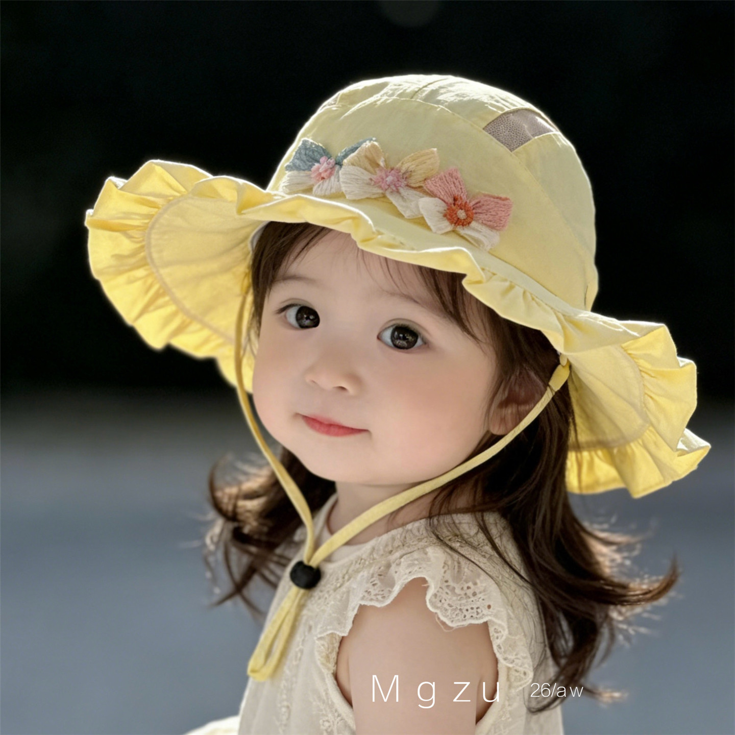 女童帽子春夏季薄款儿童盆帽甜美蝴蝶结女孩宝宝大檐防晒渔夫帽潮