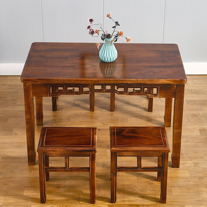 包邮碳化实木桌椅户外快餐面馆