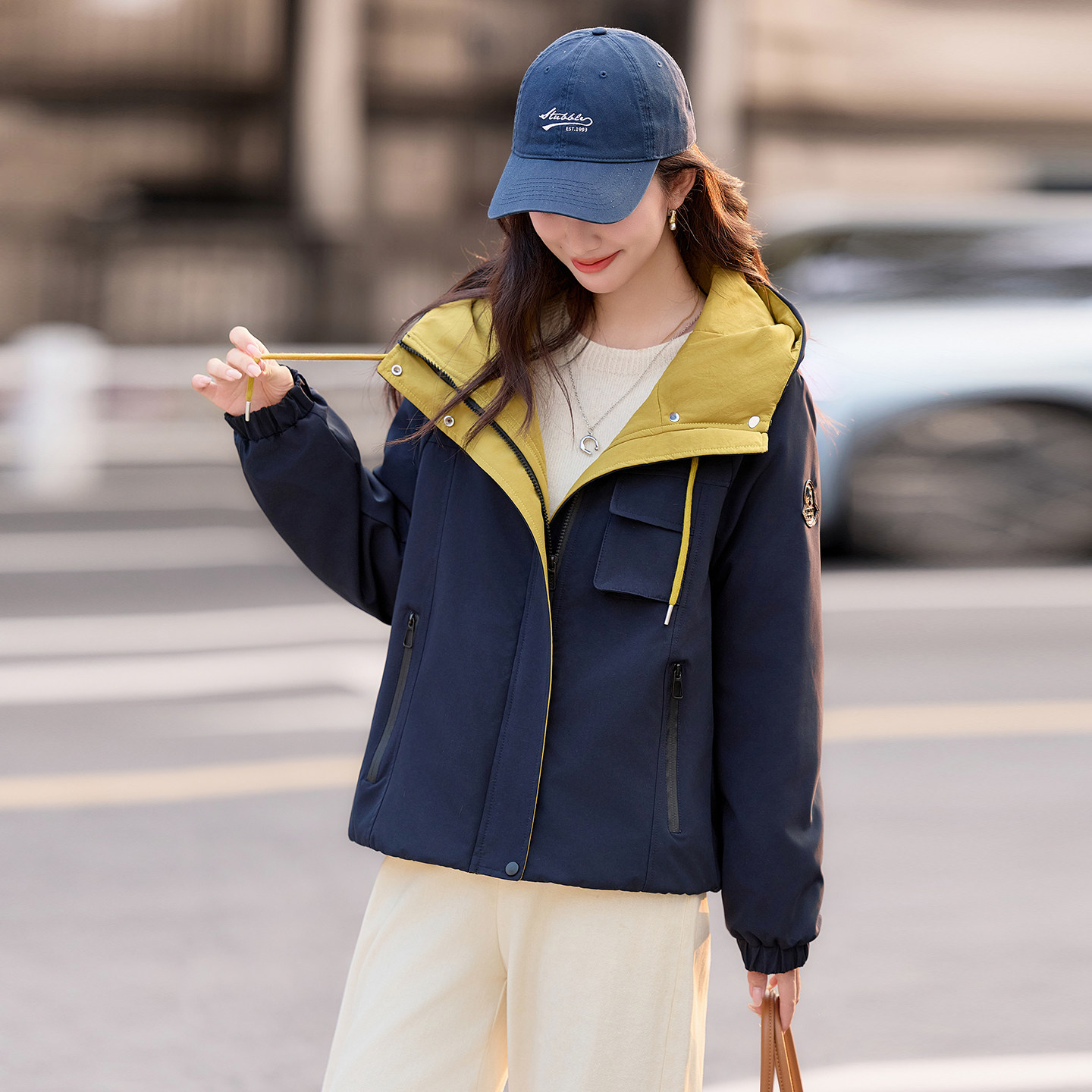 加绒派克服户外运动拼色棉服女2026短款保暖宽松显瘦棉衣加厚外套