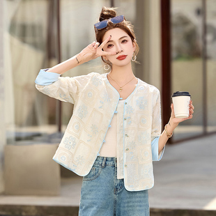 新中式国风轻奢刺绣外套女春装新款宽松高级感遮阳防嗮外套上衣