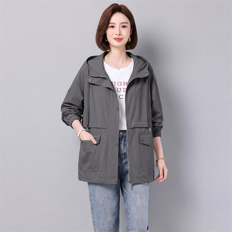 连帽夹克短款风衣外套女