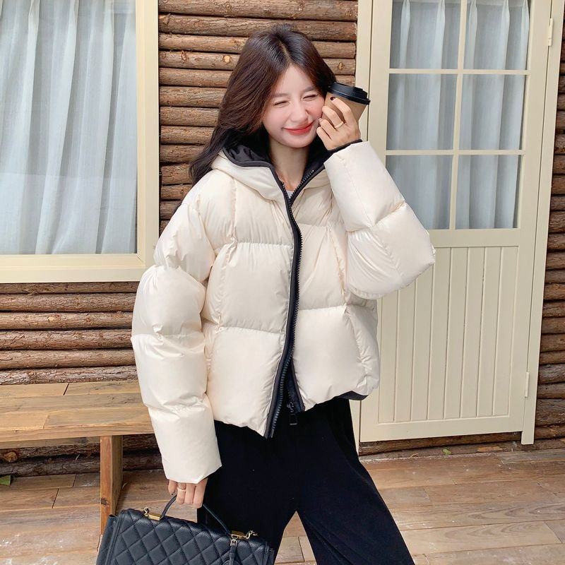 连帽加厚保暖90白鸭绒短款时尚洋气羽绒服小个子云感泡芙面包服女