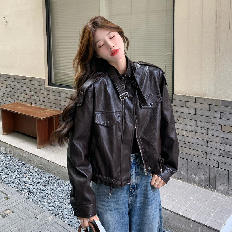 休闲个性街头PU皮质机车服夹克