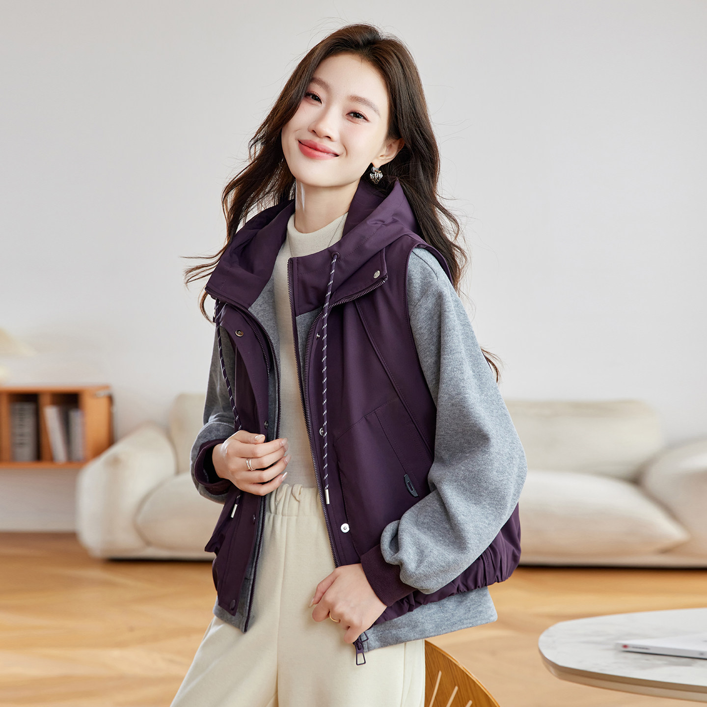 休闲运动马甲棉服两件套女秋冬新款巨好看夹棉短外套休闲百搭套装