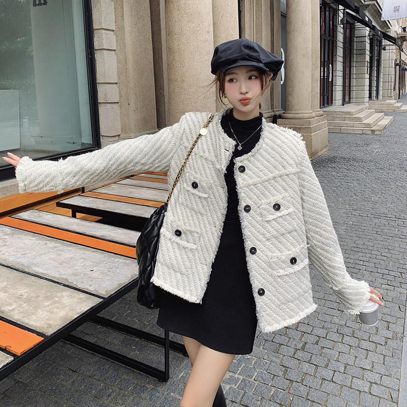 chic名媛白色小香风外套2025新款春秋女小个子法式百搭短上衣显瘦