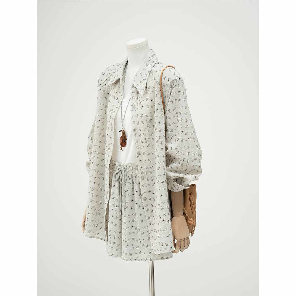 韩系慵懒风防晒碎花套装女夏季2025新款松弛感宽松休闲短裤两件套