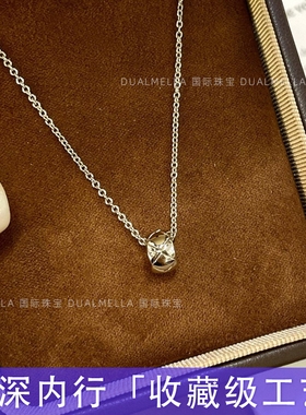 C0C0菱格纹小金豆银项链女Jennie玫瑰金水冰月女款高级感轻奢小众