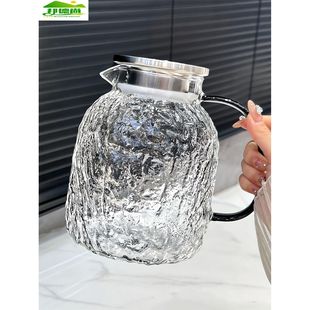 水波纹玻璃冷水壶耐高温家用耐热凉水壶大容量凉白开水杯茶壶套装