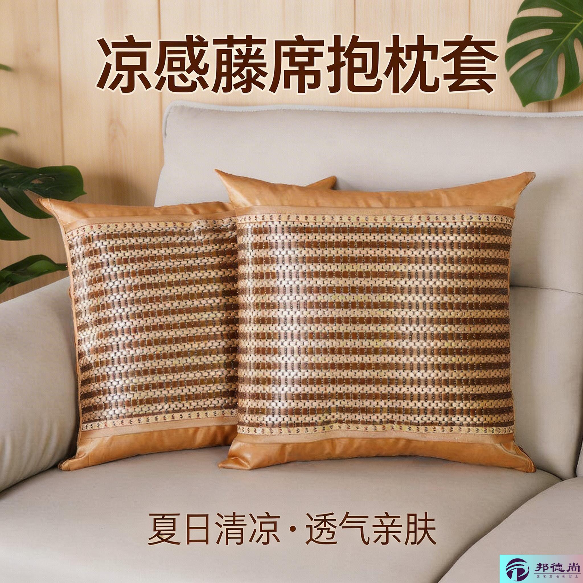 客厅沙发抱枕套夏季冰丝可拆洗抱枕45x45冰藤凉席靠垫套不含芯图片